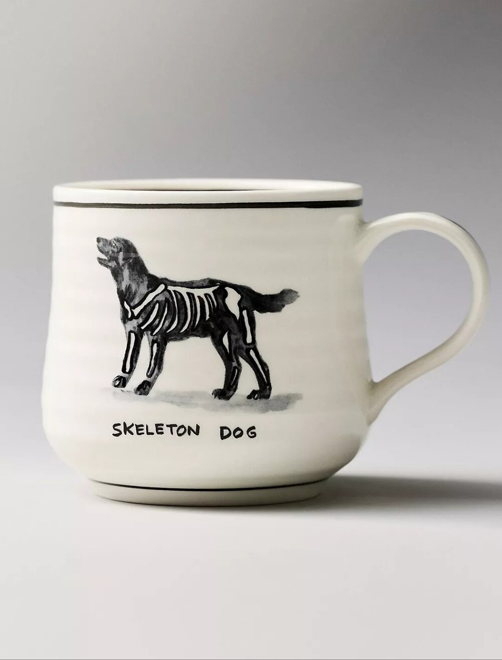 Anthropologie Molly Hatch Stoneware Halloween Dog Mug Skeleton Dog